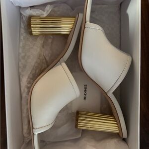 Simkhai White and Gold Heeled Slides